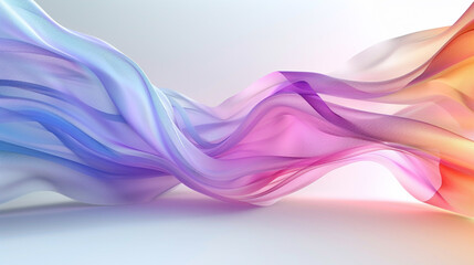  A vibrant multicolor wavy background flowing elegantly over a blank white surface, accented with subtle lavender tones, creating a harmonious and visually appealing composition