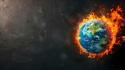The Burning Globe: Symbolizing Global Warming. Concept Climate Change, Environmental Issues, Symbolic Imagery, Global Impact, Awareness message