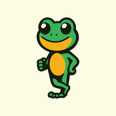 cute frog cartoon character vintage retro vector illustration template design