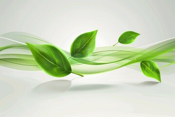 Fototapeta premium Vector of Eco leaves and green wave on white ecology background.