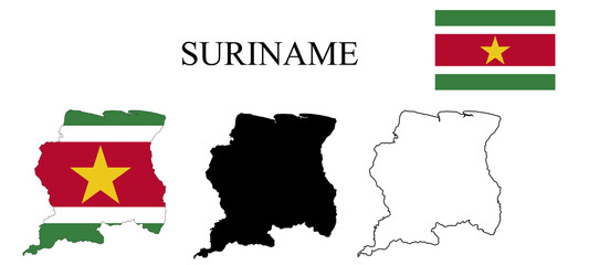 Suriname Flag and map illustration