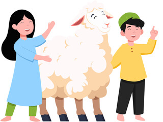 muslim celebrate eid al-adha illustration