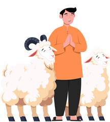muslim celebrate eid al-adha illustration