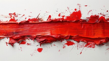 Bold Red Paint Line Isolated on White Background
