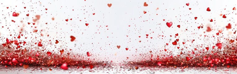 Red Hearts Confetti Background for Valentine's Day and Celebrations, 