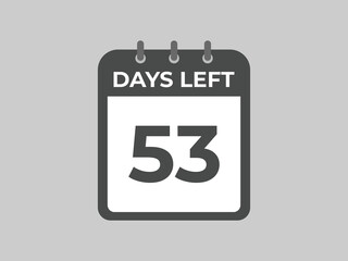 53 days to go countdown template. 53 day Countdown left days banner design. 53  Days left countdown timer
