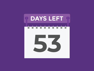 53 days to go countdown template. 53 day Countdown left days banner design. 53  Days left countdown timer
