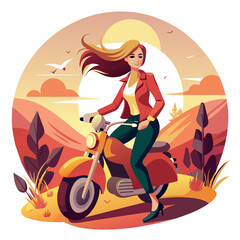 Attitude Girl motorcycle bike Rider illustration