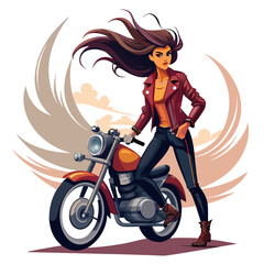 Obraz na płótnie Canvas Attitude Girl motorcycle bike Rider illustration