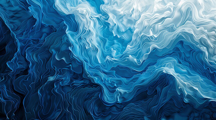 Design an AI artwork portraying the fluid motion of ocean waves, with gradients shifting from azure...