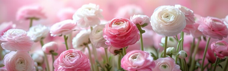 Pretty in Pink: Stunning White and Pink Ranunculus Flowers in Full Bloom