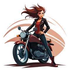 Fototapeta na wymiar Attitude Girl motorcycle bike Rider illustration