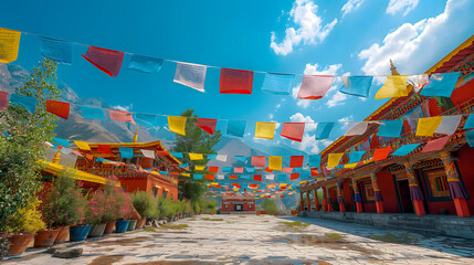Tibetan prayer flags in Lhasa, Tibet, China