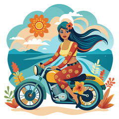 Attitude Girl motorcycle bike Rider illustration