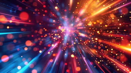 Abstract futuristic technology abstract background with lines for network, big data, data center, server, internet, speed. dark blue and pink neon lights into digital technology tunnel, generative ai