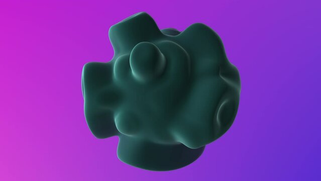 An intriguing green sculpture with an irregular shape stands out against a contrasting purple background. The lumpy texture adds to its unique and captivating appeal