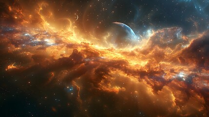 Immersive Cosmic Voyage Through Dreamlike Celestial Panorama Exuding Awe and Wonder