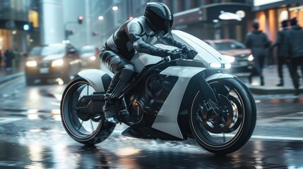 Futuristic Urban Mobility: Sustainable Motorcycle Created with Generative AI