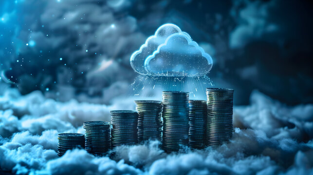 Cloud Computing Cost Efficiency, cost efficiency in cloud computing with an image showing pay-per-use pricing models, resource optimization techniques
