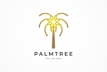 Palm Tree Logo, palm tree with star combination, usable for brand and company logos, vector illustration