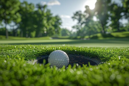 golf ball rolling towards the hole