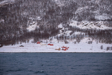 Les petites maison norvégiennes au coeur d'un immense fjord