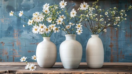 Beautiful Ceramic Vase with White Lotus Flowers for Minimalist Home Decor and Artisanal Interior Design