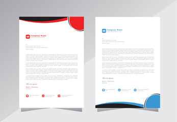 Corporate modern letterhead design template with blue and red color. creative modern letter head design template  with print ready colour for your business, Vector letterhed template design, 