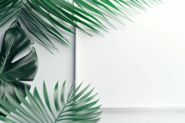 A blank piece of paper rests next to a vibrant green plant, creating a serene and natural composition. Paper and Plant Harmony. Generative AI