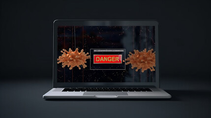 A laptop screen covered with an orange substance, potentially impacting functionality. Generative AI