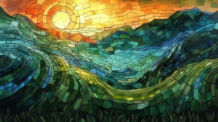 Chinese natural mosaic, rice fields, and stained glass illusion.
