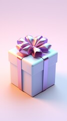 Obraz premium A beautiful pastel blue and pink gift box adorned with a delicate pink bow on top. Generative AI