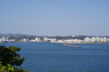 Seascape of Yokosuka viewed from Sarushima