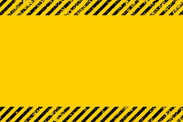Grunge yellow and black diagonal stripes. Industrial warning background, warn caution, construction, safety