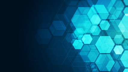 Abstract cube hexagon shape background. Digital technology concept