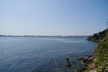 Sarushima and Yokosuka seascape on a clear day