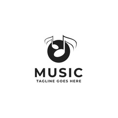 Music rhythm note logo design template vector illustration