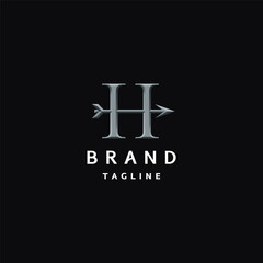 Arrow Through Initial Letter H Logo Design. Initial Letter H With Arrow In The Middle Logo Design.