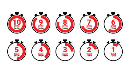 Countdown days to go. six, five, four, three, two, one days to go countdown	