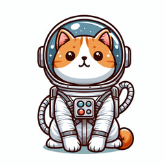 Astronaut cat vector in white background 