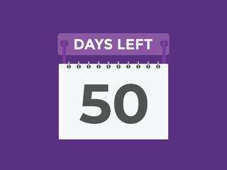 50 days to go countdown template. 50 day Countdown left days banner design. 50  Days left countdown timer
