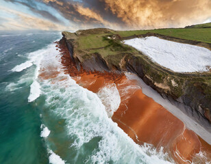 Aerial view of the Great Ocean Road, Cliffs of Moher, Ireland