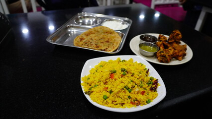 photo of indian food in the plate on table