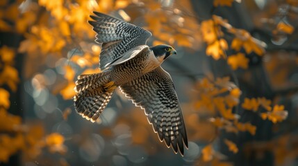 Falcon bird In Flight action.