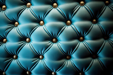 Close-up texture of furniture upholstery in fabric and leather with buttons, capitone style. AI generated.