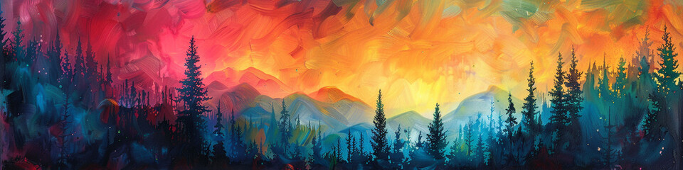Delight in the vibrant hues of a sunrise gradient scene, where lively colors dance with deeper...