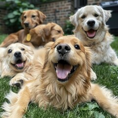 Playful Golden Retriever Engages in Fun with Companion