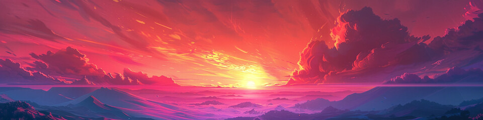 Delight in the vibrant hues of a sunrise gradient scene, where lively colors dance with deeper...