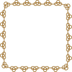 Square rope frame isolated on white background. Twisted cord.