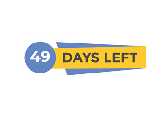 49 days to go countdown template. 49 day Countdown left days banner design. 49  Days left countdown timer
